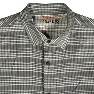 Roark Bless Up Breathable Stretch Shirt Grey Striped Perforated S/S Mens M